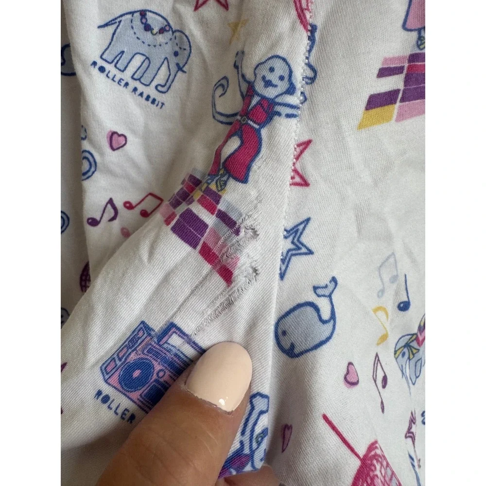 Roller Rabbit Boogie Monkeyland PJ Pima Cotton Pajama Set White Purple Small